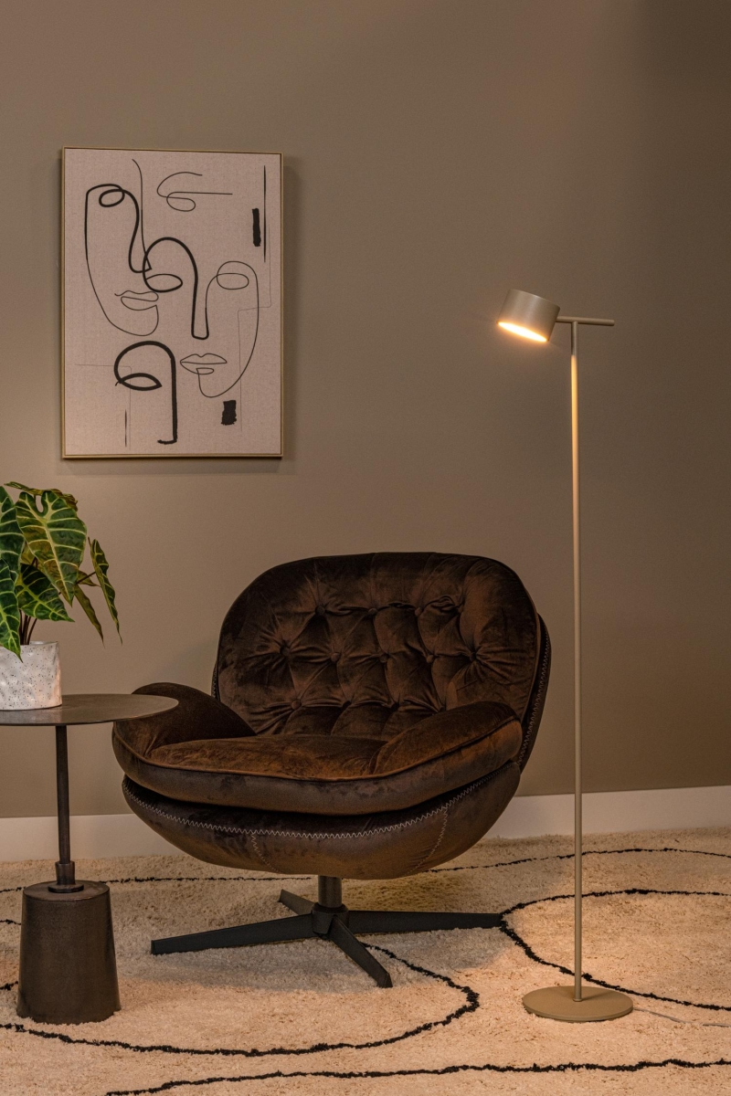 Lucide GIAN - Stojacia lampa - LED Dim. - 1x8W 2700K - Taupe